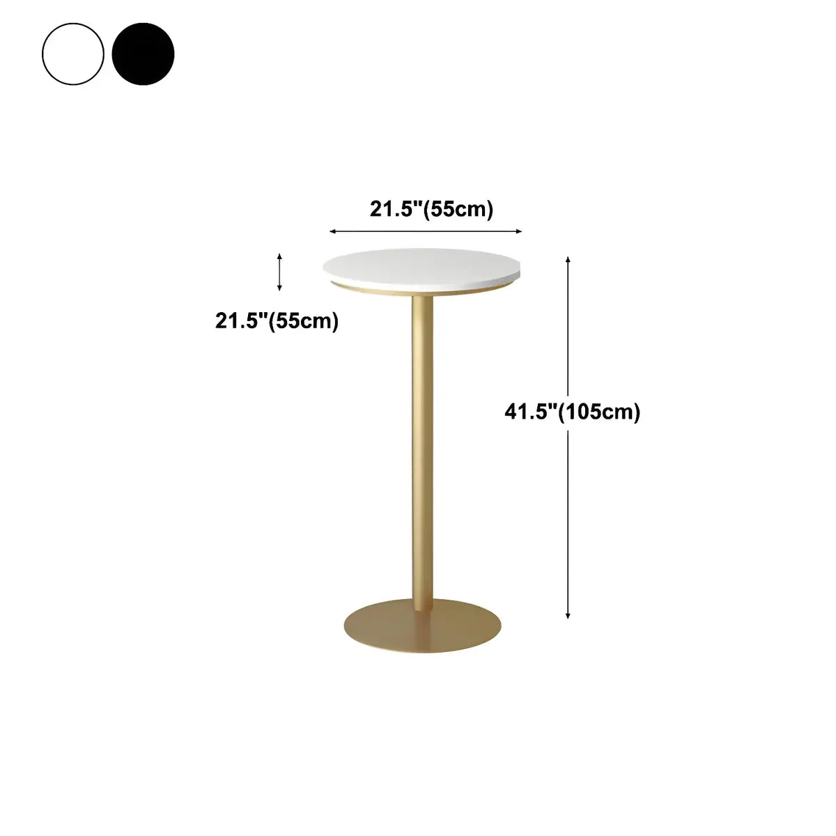 Black Round Marble Metal Small Bistro Bar Table Image - 15