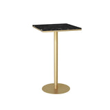 Black Round Marble Metal Small Bistro Bar Table Image - 5