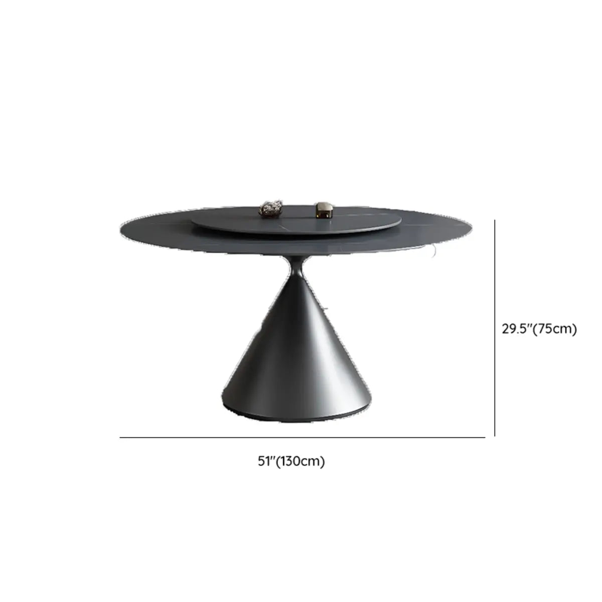 Black Round Swivel Sintered Stone Dining Table Set Image - 10