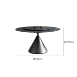 Black Round Swivel Sintered Stone Dining Table Set Image - 12