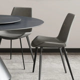 Black Round Swivel Sintered Stone Dining Table Set Image - 4