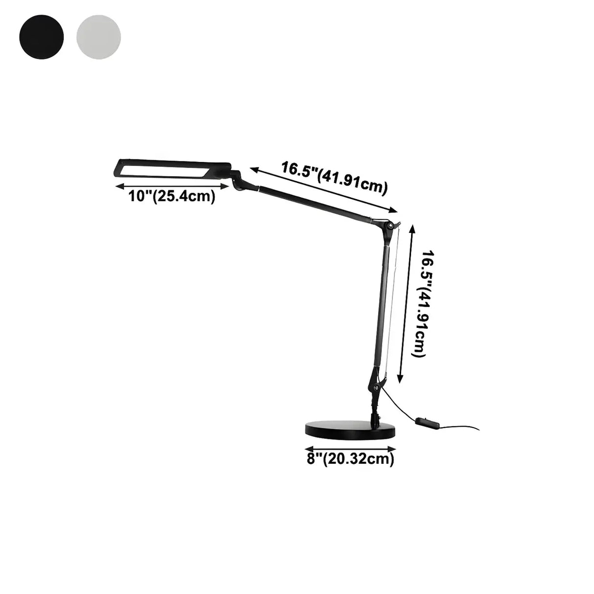 Black Simple Adjustable Arm Metal LED Office Table Lamp 