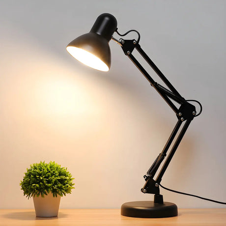 Black Simple Adjustable Metal Mechanical Arm Desk Lamp Image - 1