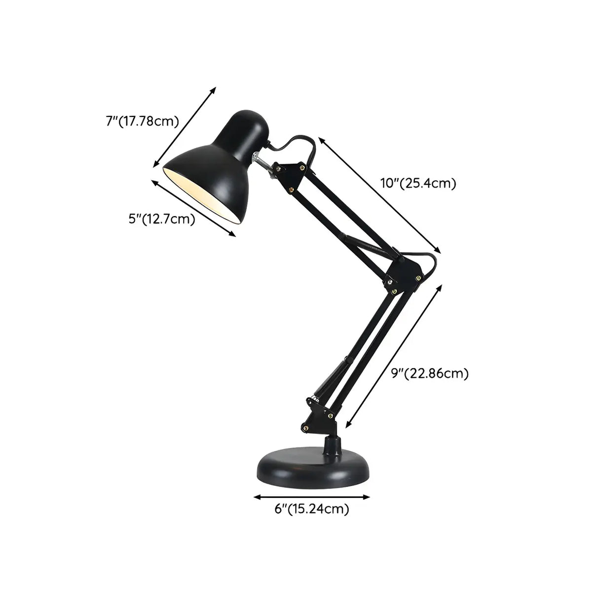 Black Simple Adjustable Metal Mechanical Arm Desk Lamp 