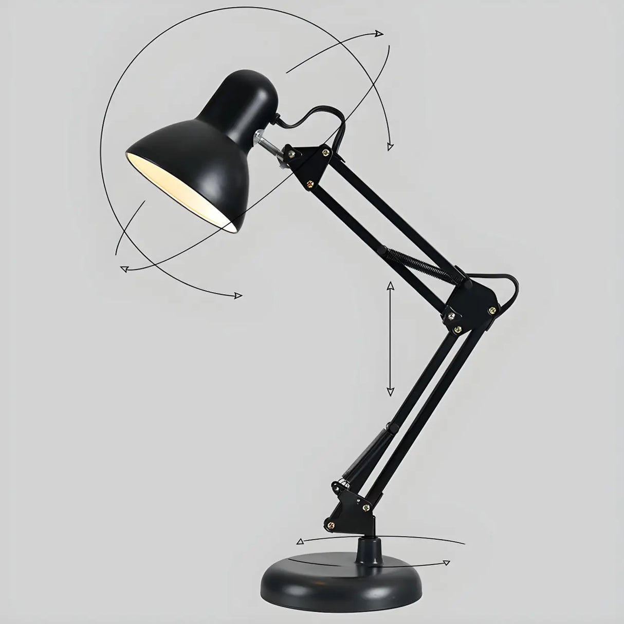 Black Simple Adjustable Metal Mechanical Arm Desk Lamp Image - 9