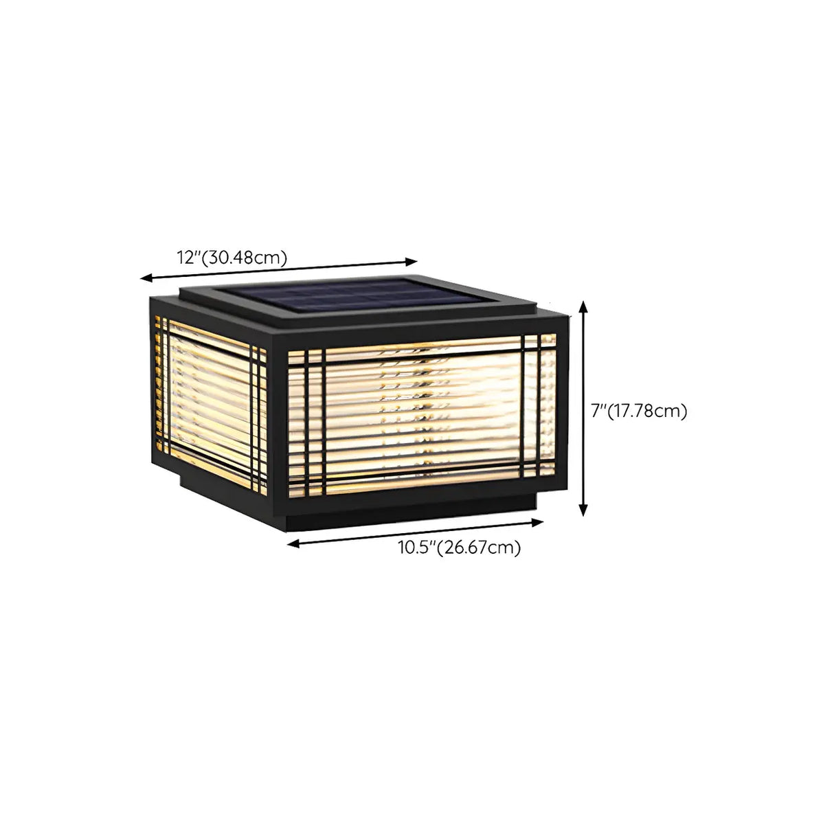 Black Simple Cube Lines Decor Metal Post Outdoor Lamp Image - 18