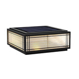 Black Simple Cube Lines Decor Metal Post Outdoor Lamp Image - 9