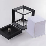 Black Simple Cube Metal LED Outdoor Lawn Pillar Light Image - 11