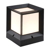 Black Simple Cube Metal LED Outdoor Lawn Pillar Light Image - 5