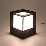 Black Simple Cube Metal LED Outdoor Lawn Pillar Light Image - 6