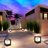 Black Simple Cube Metal LED Outdoor Lawn Pillar Light Image - 14