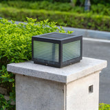 Black Simple Cube Metal Outdoor Lantern Table Lamp Image - 14