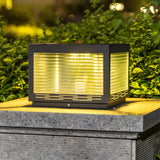 Black Simple Cube Metal Outdoor Lantern Table Lamp Image - 2