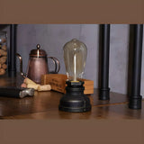 Black Simple Industrial Exposed Bulb Metal Table Lamp Image - 6