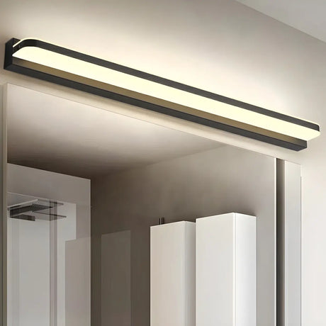 Black Simple Linear Metal Bathroom LED Vanity Light Image - 1