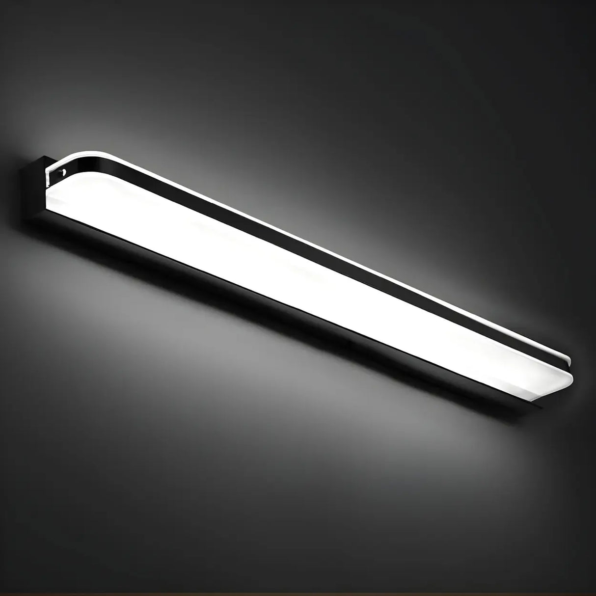 Black Simple Linear Metal Bathroom LED Vanity Light Image - 2