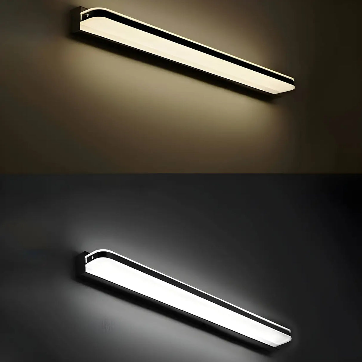 Black Simple Linear Metal Bathroom LED Vanity Light Image - 5