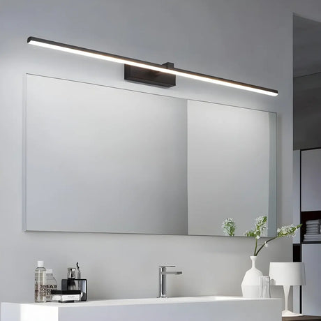 Black Simple Linear Metal Bathroom Vanity Lights Image - 1