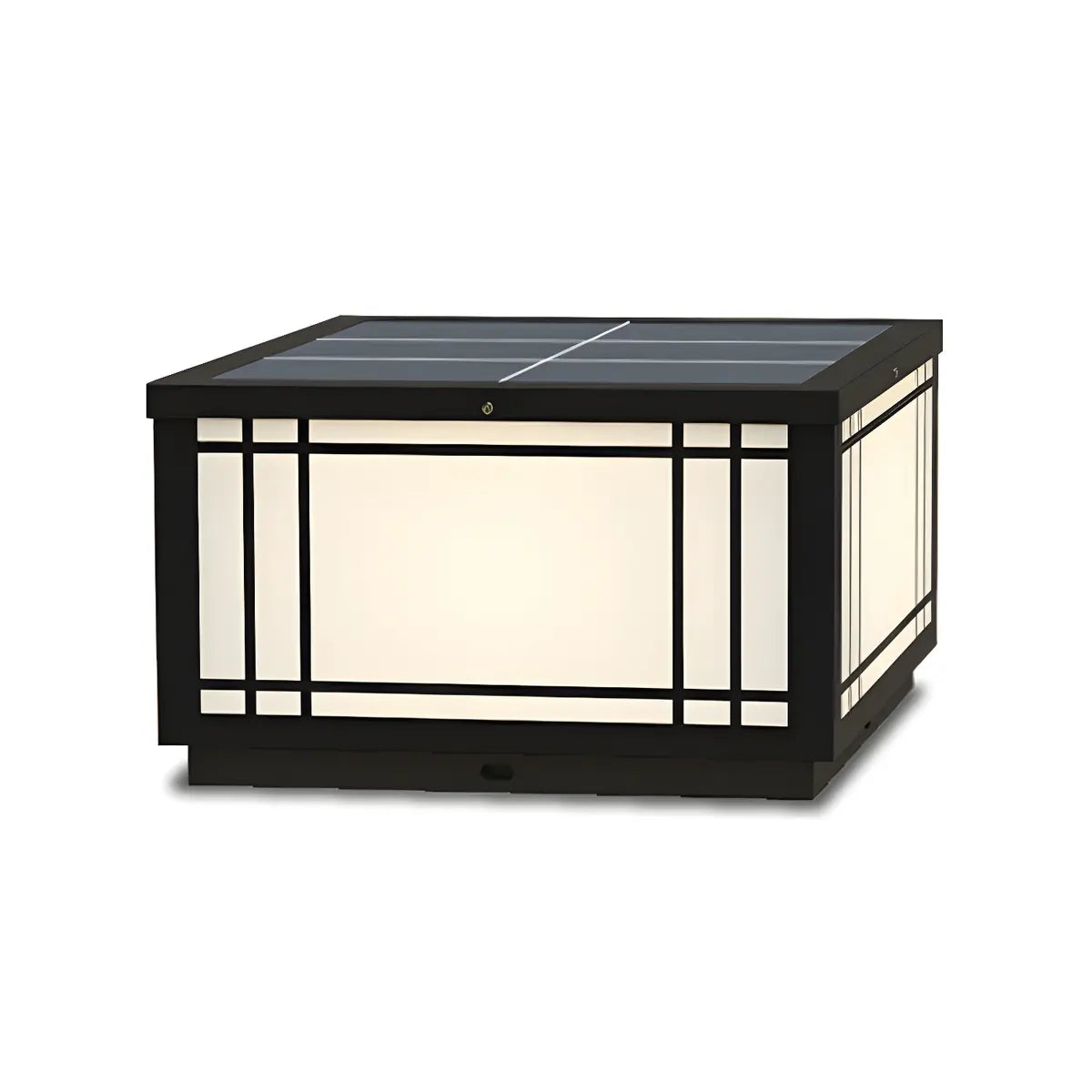 Black Simple Metal Cube Solar Outdoor Post Caps Light Image - 10