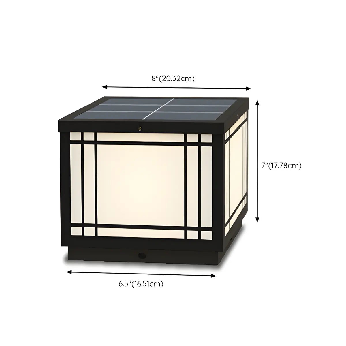 Black Simple Metal Cube Solar Outdoor Post Caps Light 