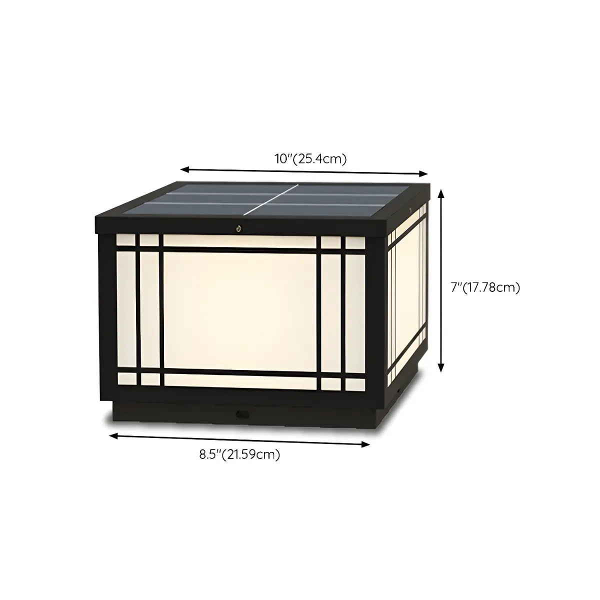 Black Simple Metal Cube Solar Outdoor Post Caps Light Image - 16