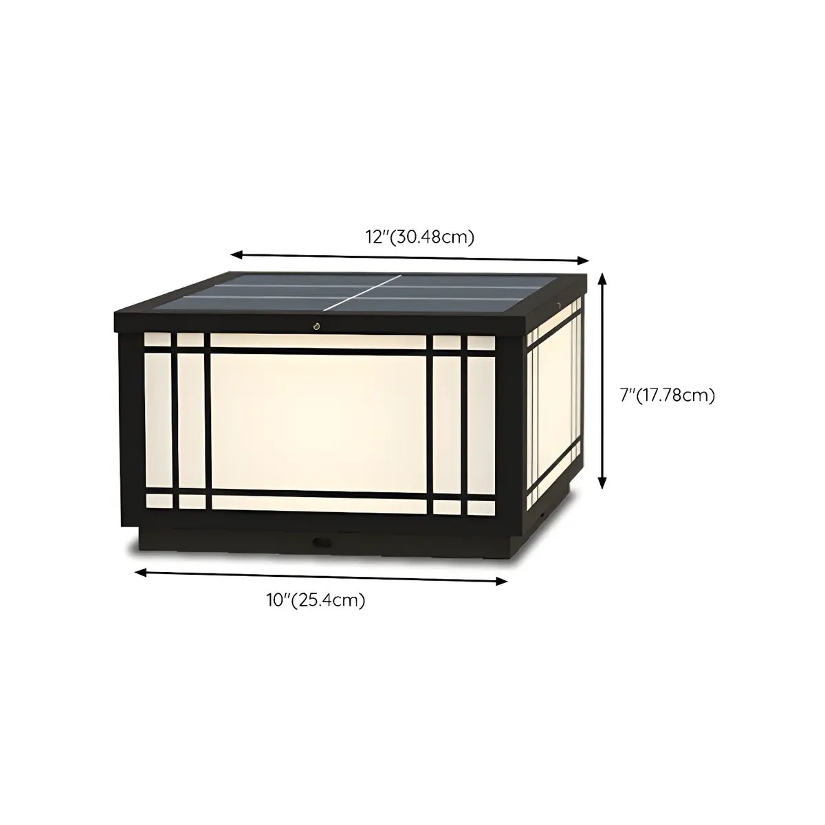 Black Simple Metal Cube Solar Outdoor Post Caps Light Image - 17