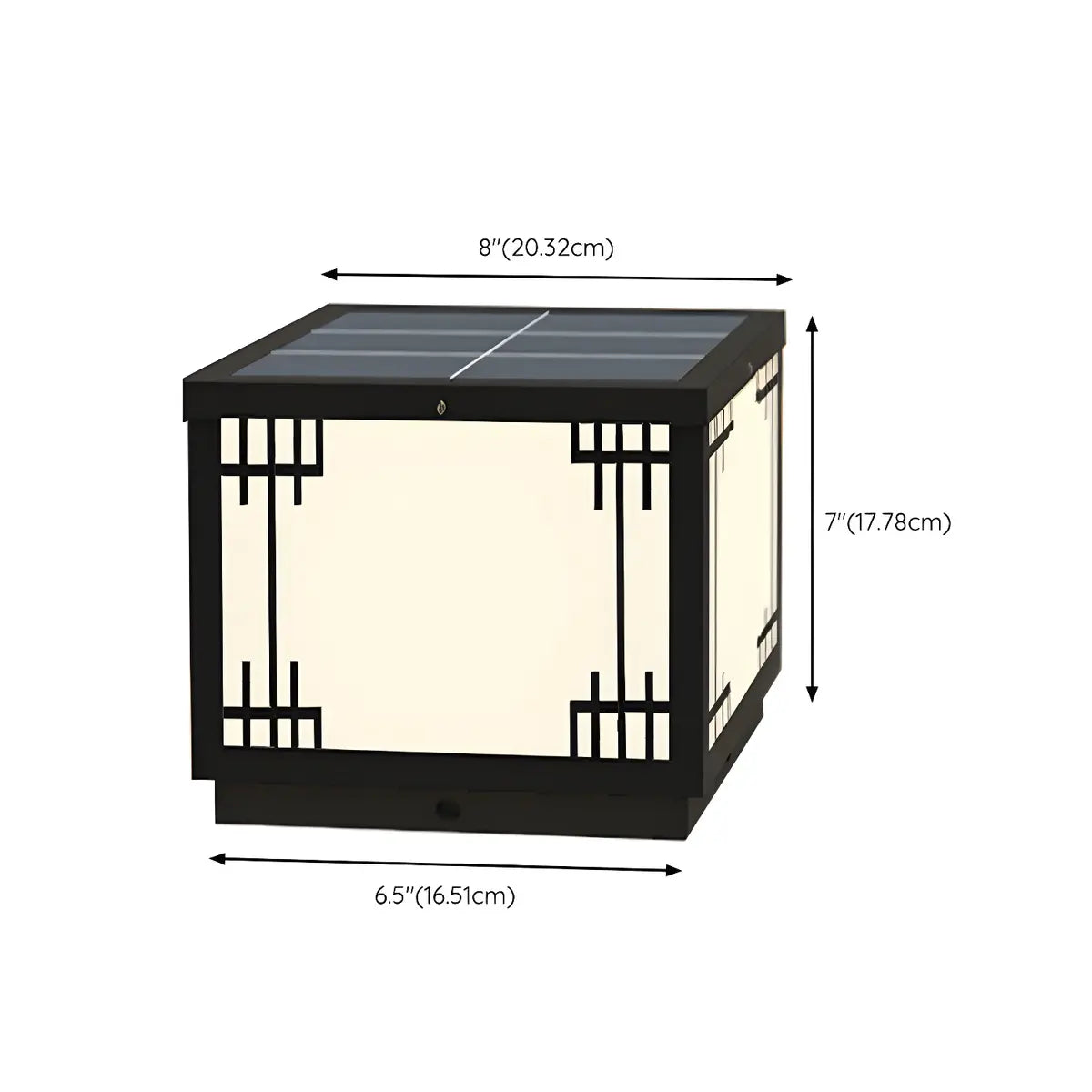 Black Simple Metal Cube Solar Outdoor Post Caps Light Image - 18