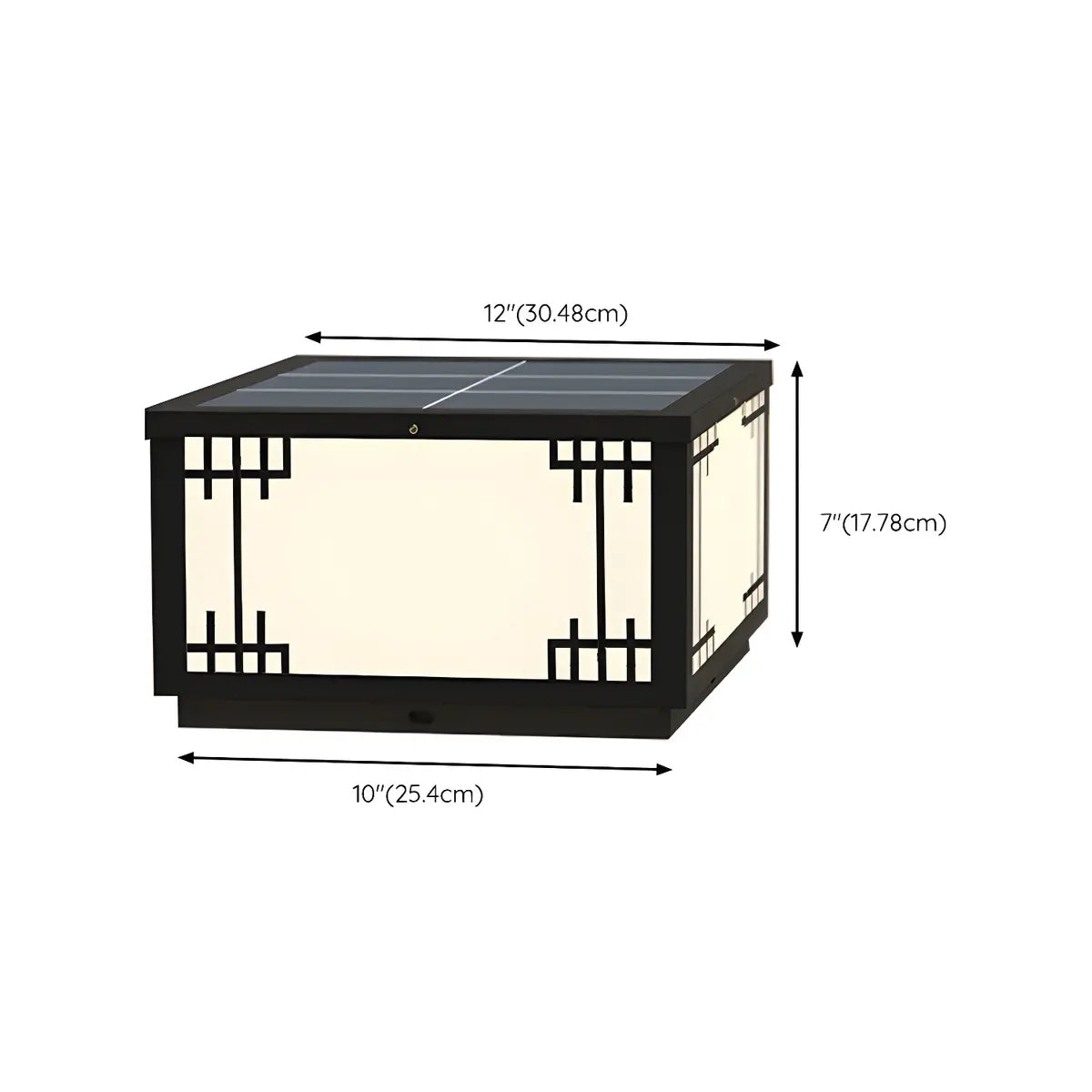 Black Simple Metal Cube Solar Outdoor Post Caps Light Image - 20