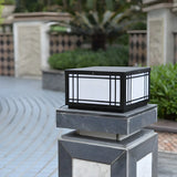 Black Simple Metal Cube Solar Outdoor Post Caps Light Image - 3