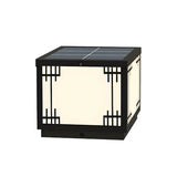 Black Simple Metal Cube Solar Outdoor Post Caps Light Image - 5