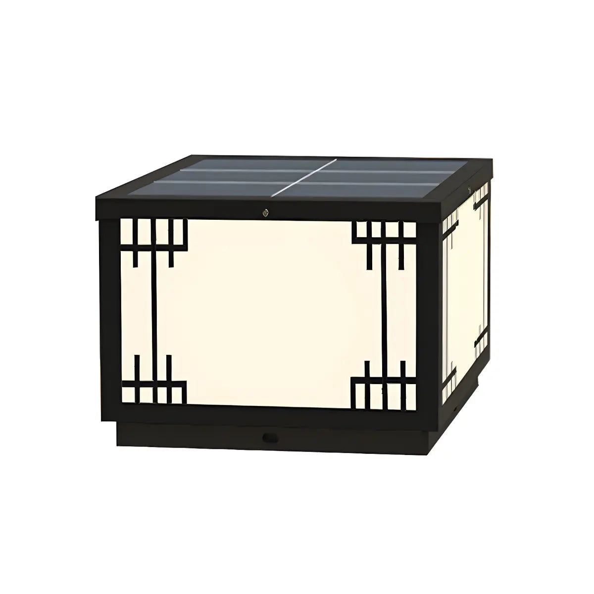 Black Simple Metal Cube Solar Outdoor Post Caps Light Image - 6