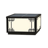 Black Simple Metal Cube Solar Outdoor Post Caps Light Image - 7