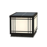 Black Simple Metal Cube Solar Outdoor Post Caps Light Image - 8