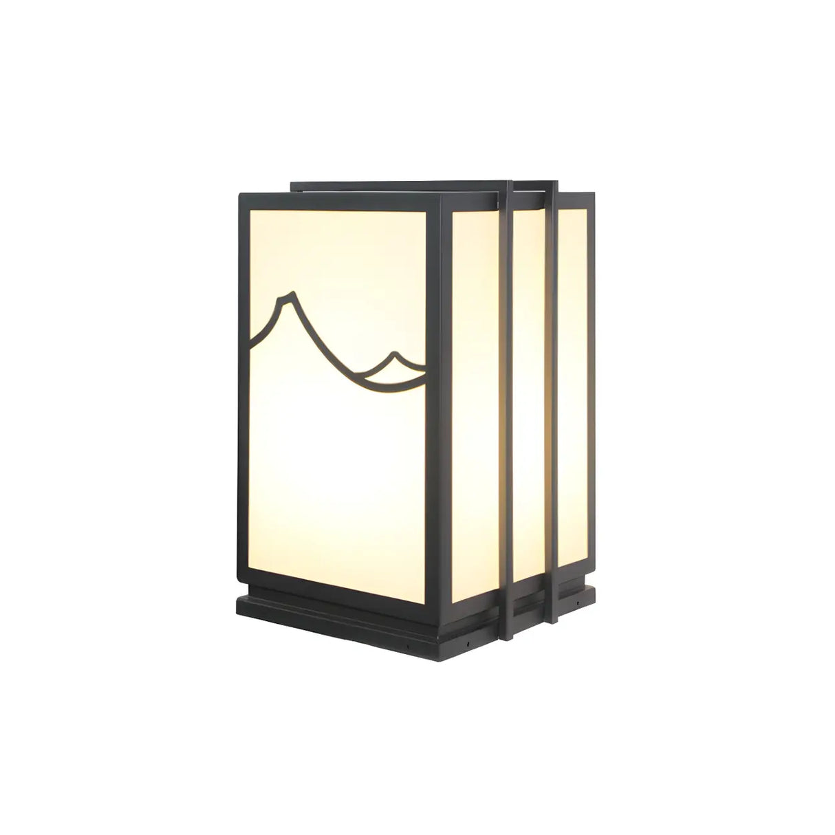 Black Simple Rectangular Lines Decor Metal Post Light Image - 2