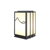 Black Simple Rectangular Lines Decor Metal Post Light Image - 6