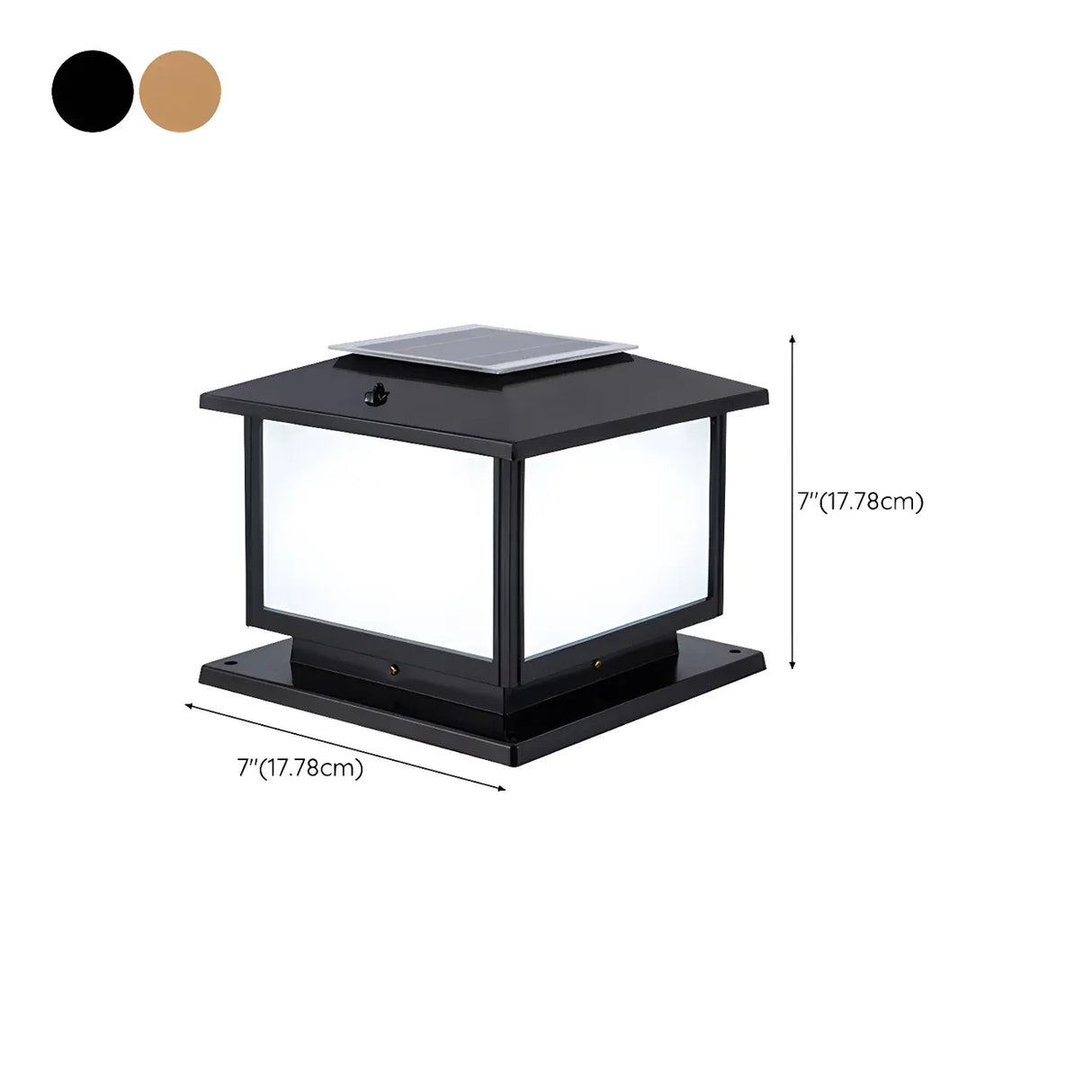 Black Simple Stylish Square Metal Outdoor Post Lamp 