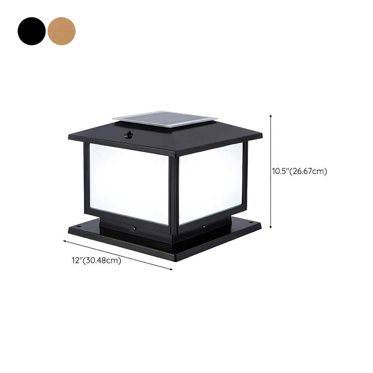 Black Simple Stylish Square Metal Outdoor Post Lamp Image - 15