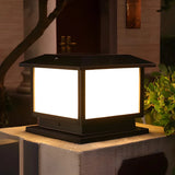 Black Simple Stylish Square Metal Outdoor Post Lamp Image - 2