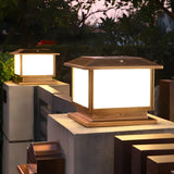 Black Simple Stylish Square Metal Outdoor Post Lamp Image - 5