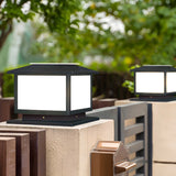 Black Simple Stylish Square Metal Outdoor Post Lamp Image - 6