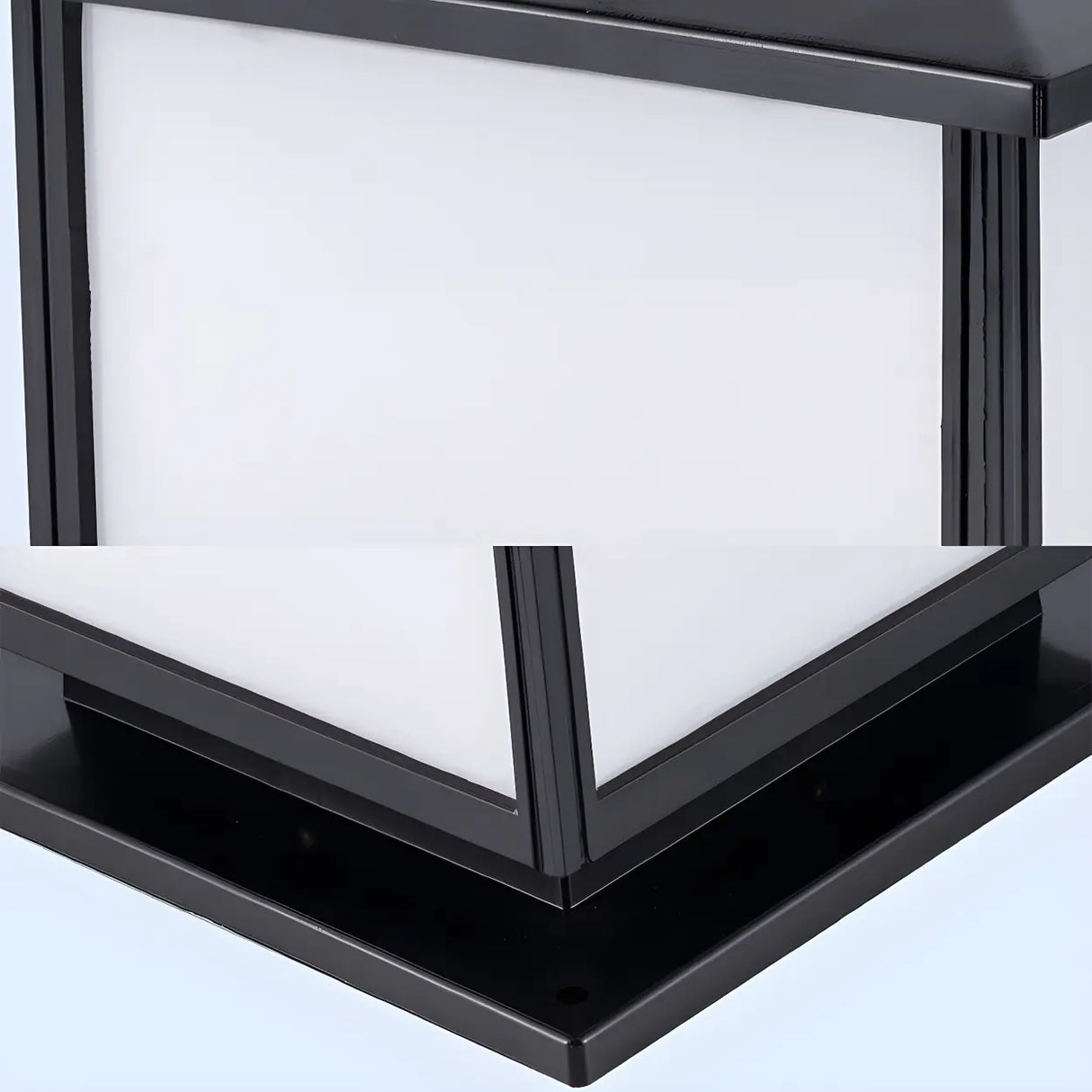 Black Simple Stylish Square Metal Outdoor Post Lamp Image - 8