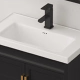 Black Single Sink Wood Shelves Freestanding Bathroom Vanity Image - 3