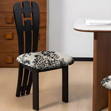 Black Slat Back Upholstered Rubberwood Dining Chair Image - 8