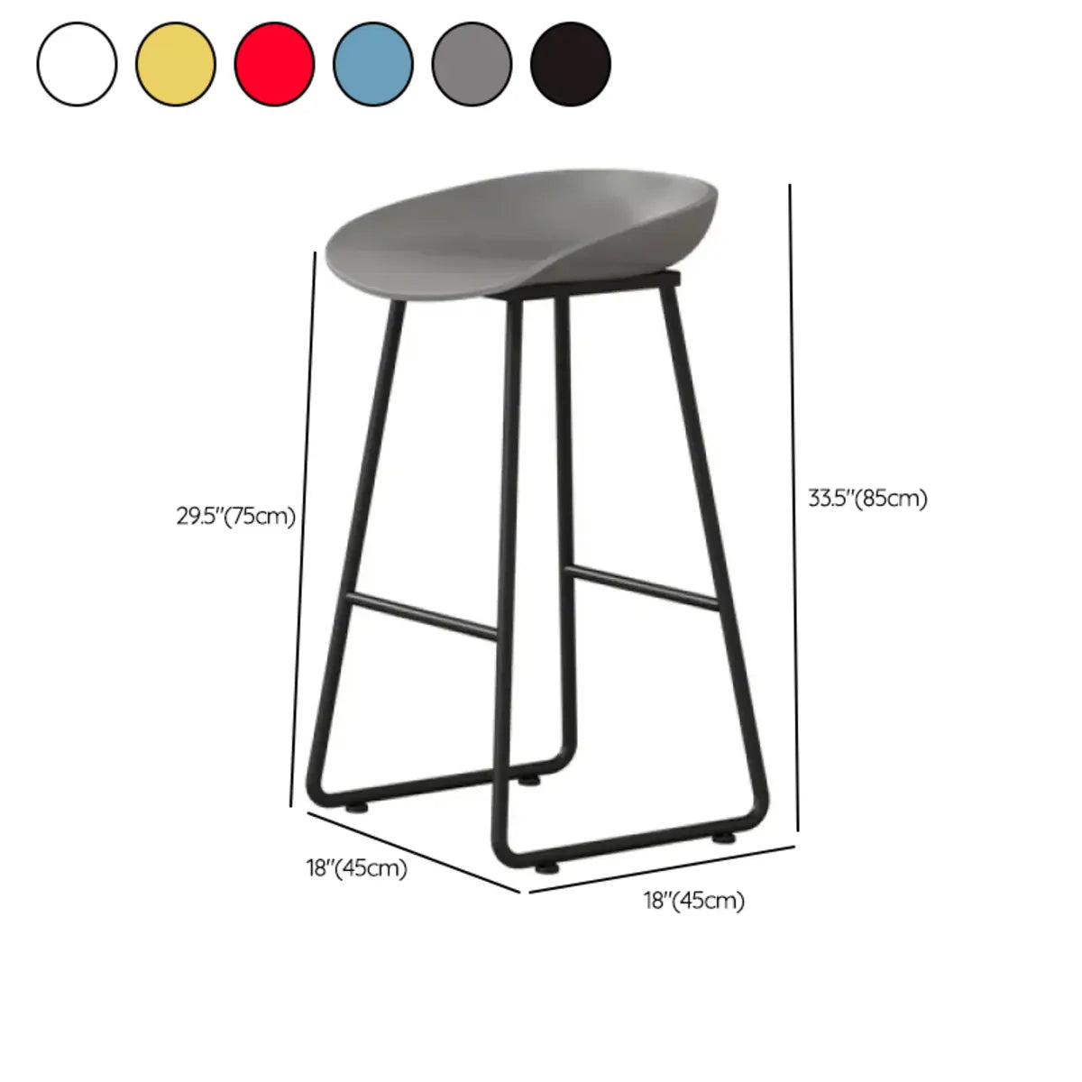 Black Sled Base Curved Bucket Polymer Bar Stool Seating 