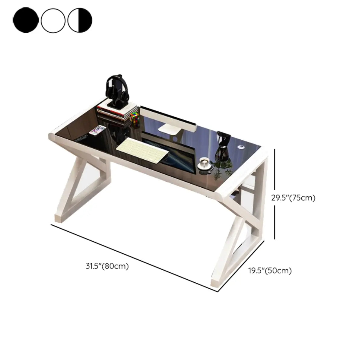 Black Sled Rectangle Glass Storage Single Computer Desk 