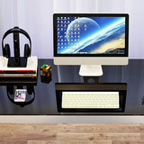 Black Sled Rectangle Glass Storage Single Computer Desk Image - 8