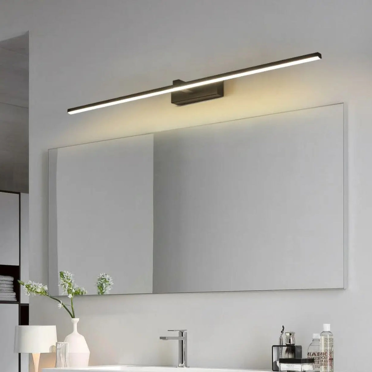 Black Sleek LED Rectangular Bathroom Vanity Light Image - 4