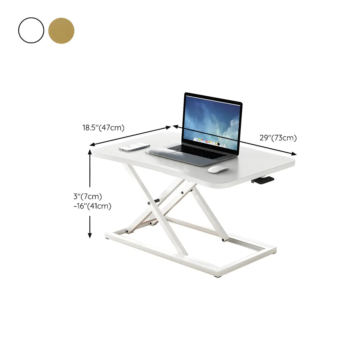 Black Small Adjustable Trestle Standing Desk Converter 