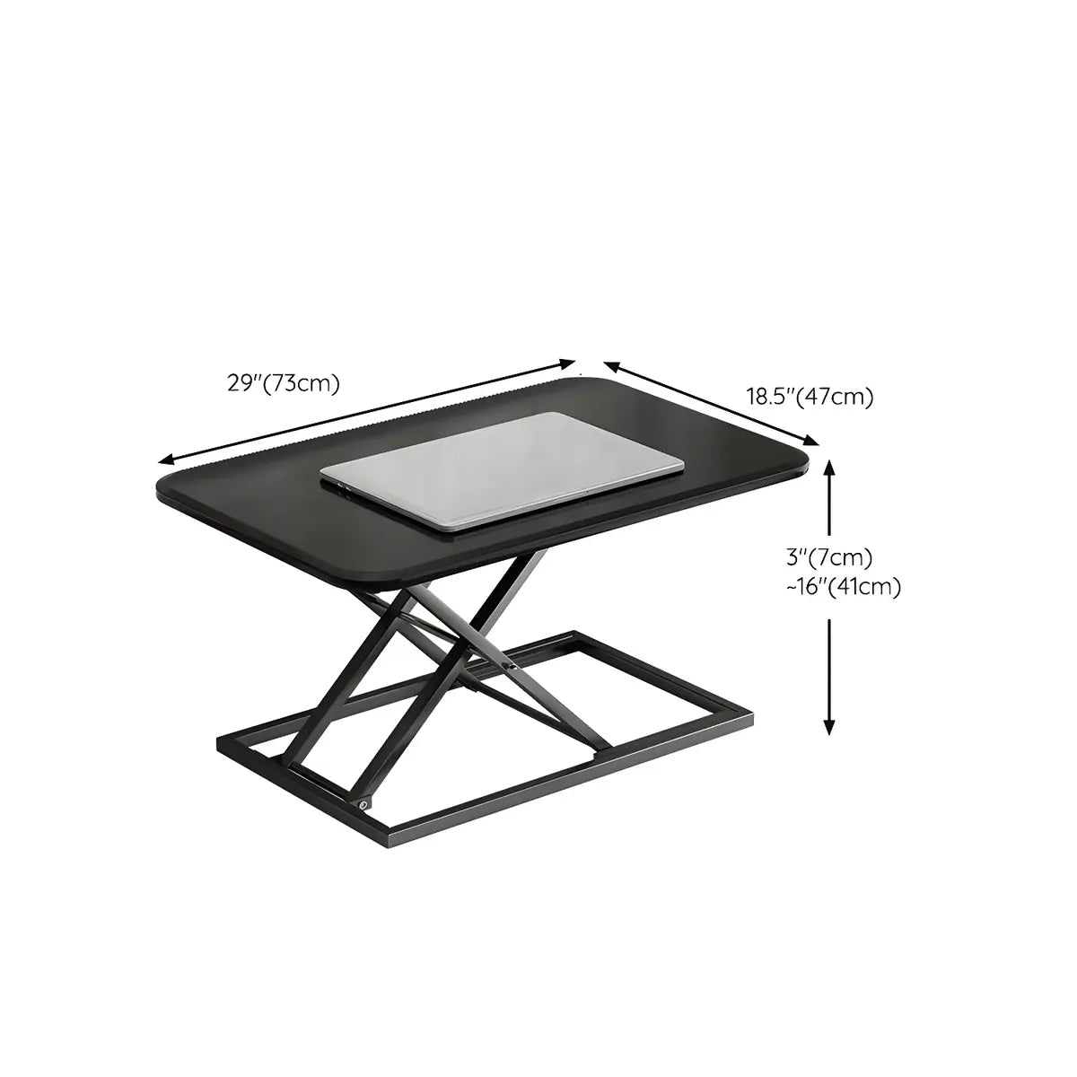 Black Small Adjustable Trestle Standing Desk Converter Image - 12