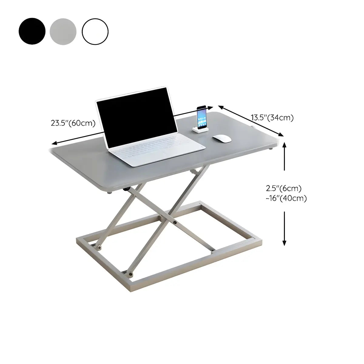 Black Small Adjustable Trestle Standing Desk Converter Image - 13